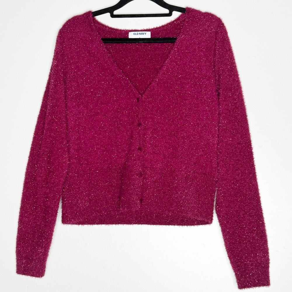 New Old Navy Textured Shine Crop Cardigan Sweater Women's Size Medium - Picture 11 of 11